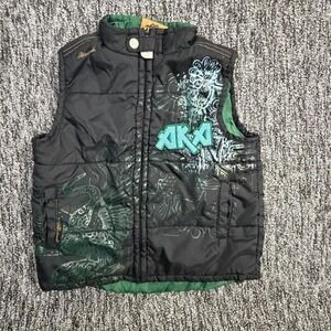 AKDMKS Toddler Puffer Vest 18M Black Green Graphic Zip Up